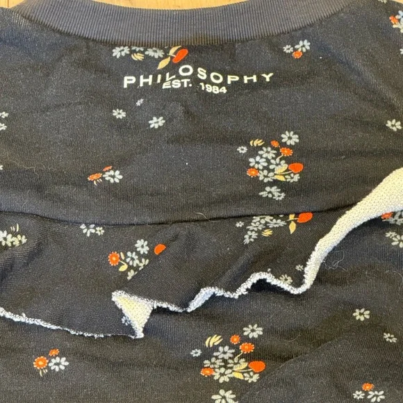 Philosophy di Lorenzo Serafini Black Floral Top w/ Ruffles and Shoulder Cutouts - Picture 2 of 5